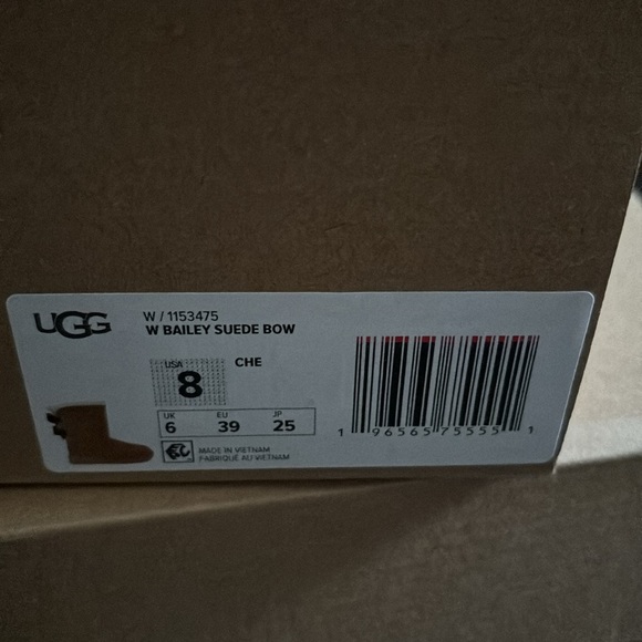 UGG BAILEY SUEDE BOW BOOTS IN CHESTNUT SZ 7, 8 NEW IN BOX - Picture 15 of 15